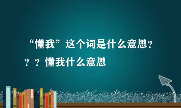 “懂我”这个词是什么意思？？？懂我什么意思