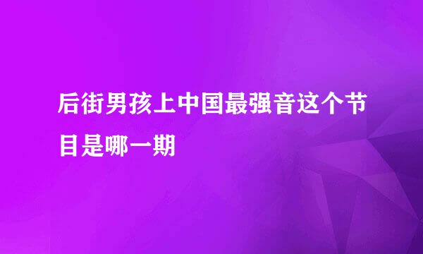 后街男孩上中国最强音这个节目是哪一期