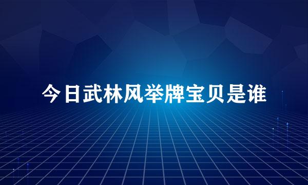 今日武林风举牌宝贝是谁