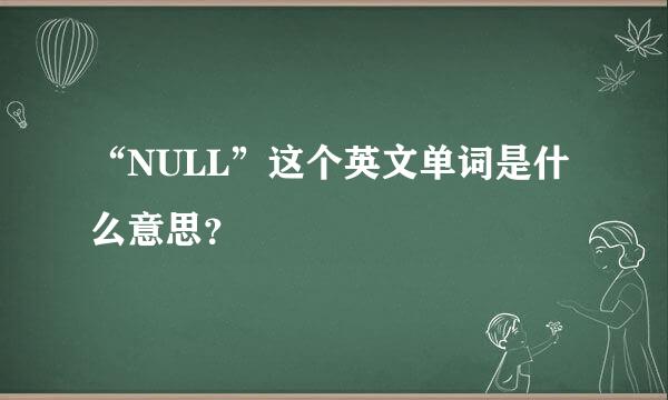 “NULL”这个英文单词是什么意思？