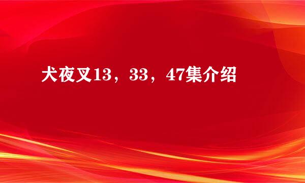 犬夜叉13，33，47集介绍