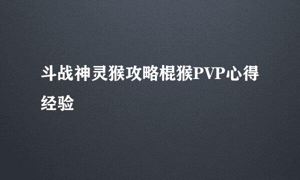 斗战神灵猴攻略棍猴PVP心得经验