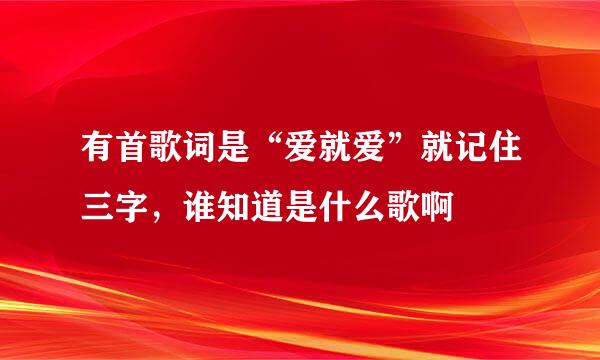 有首歌词是“爱就爱”就记住三字，谁知道是什么歌啊