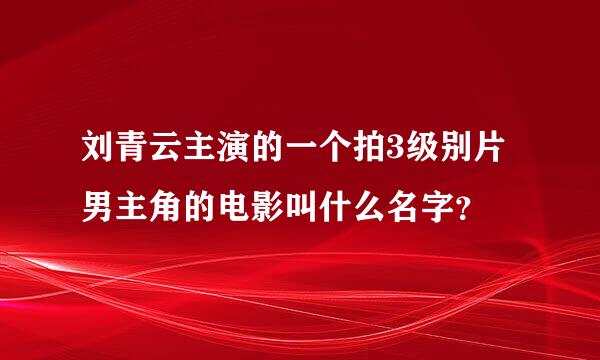 刘青云主演的一个拍3级别片男主角的电影叫什么名字？