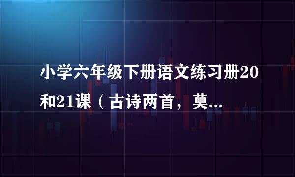 小学六年级下册语文练习册20和21课（古诗两首，莫泊桑拜师）答案 苏教版