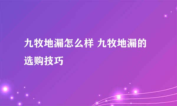 九牧地漏怎么样 九牧地漏的选购技巧