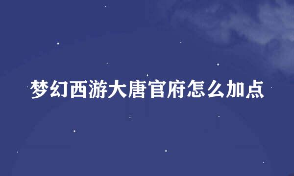 梦幻西游大唐官府怎么加点