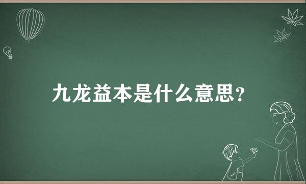 九龙益本是什么意思？