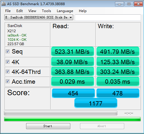 固态硬盘 as ssd benchmark多少分正常？