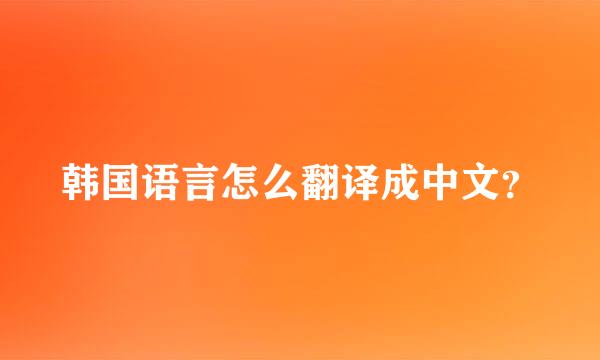 韩国语言怎么翻译成中文？