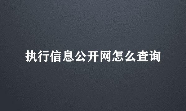 执行信息公开网怎么查询