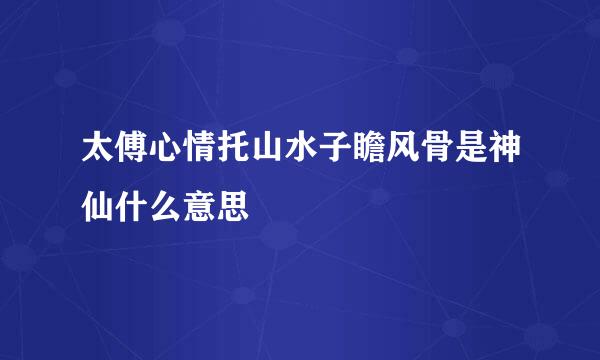 太傅心情托山水子瞻风骨是神仙什么意思