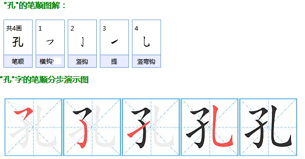 孔的笔画顺序怎么写