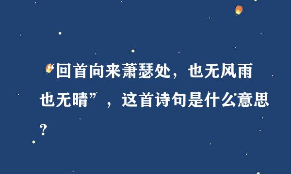 “回首向来萧瑟处，也无风雨也无晴”，这首诗句是什么意思？