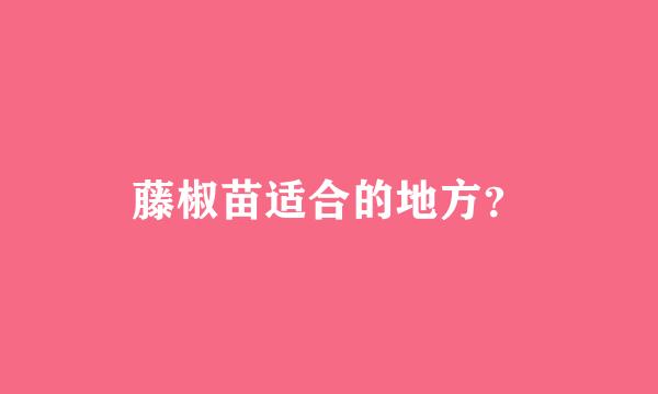 藤椒苗适合的地方？