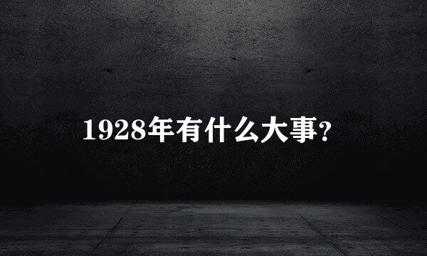 1928年有什么大事？