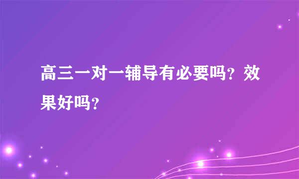 高三一对一辅导有必要吗？效果好吗？