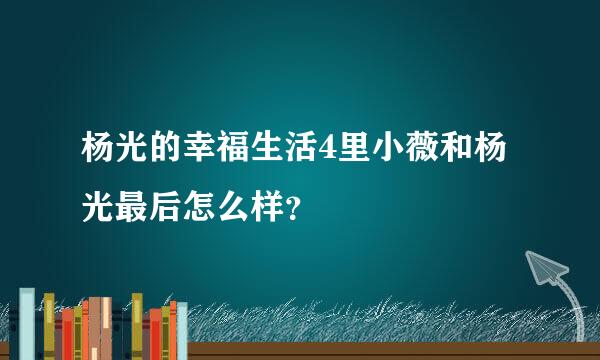 杨光的幸福生活4里小薇和杨光最后怎么样？