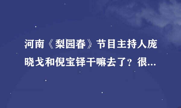 河南《梨园春》节目主持人庞晓戈和倪宝铎干嘛去了？很想知道他们的近况。