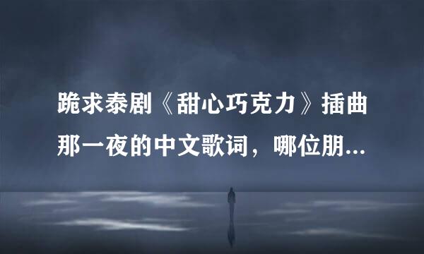 跪求泰剧《甜心巧克力》插曲那一夜的中文歌词，哪位朋友知道告诉我，谢谢！