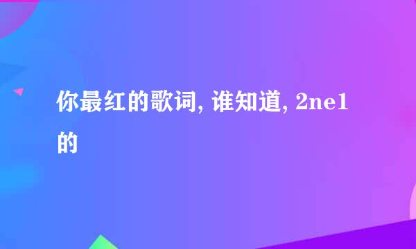 你最红的歌词, 谁知道, 2ne1 的