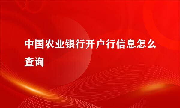 中国农业银行开户行信息怎么查询