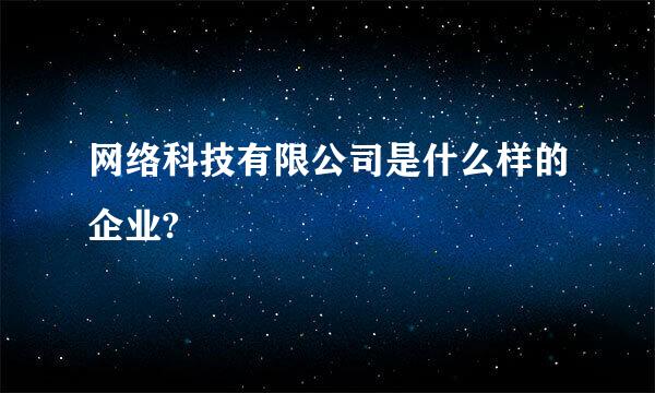 网络科技有限公司是什么样的企业?