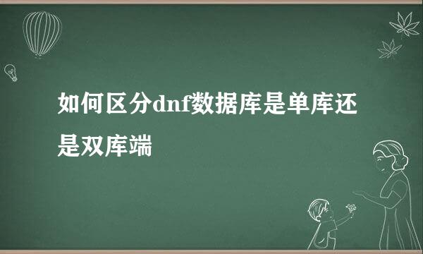 如何区分dnf数据库是单库还是双库端