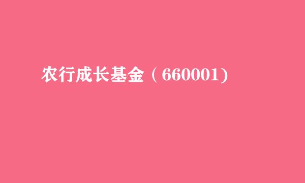 农行成长基金（660001)