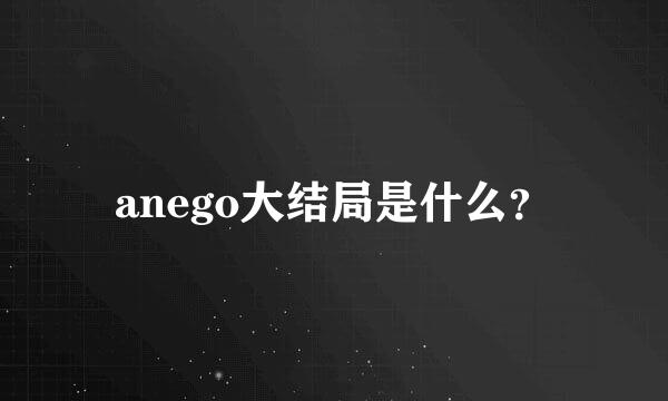 anego大结局是什么？