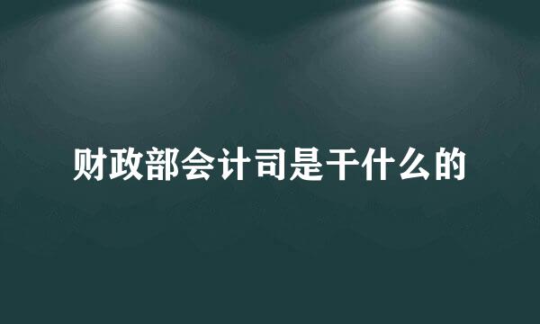 财政部会计司是干什么的