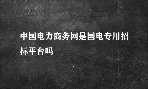 中国电力商务网是国电专用招标平台吗