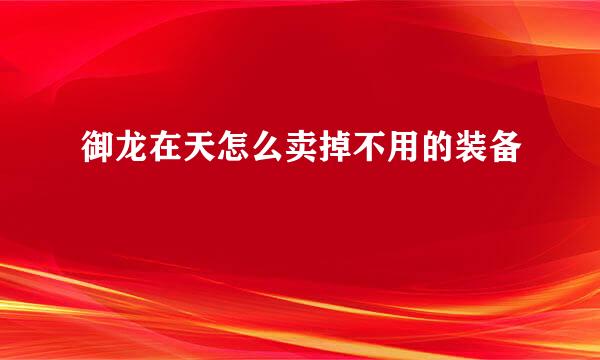 御龙在天怎么卖掉不用的装备