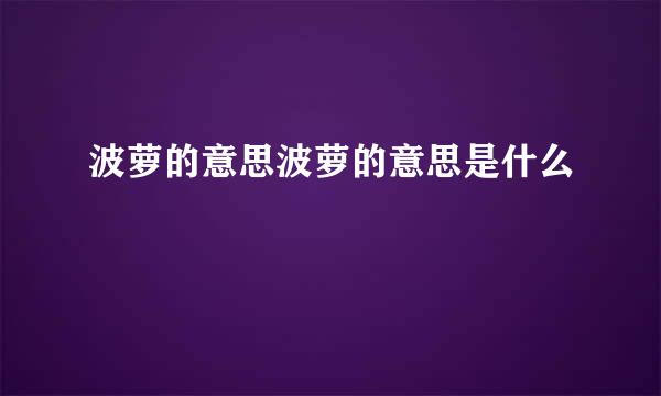 波萝的意思波萝的意思是什么