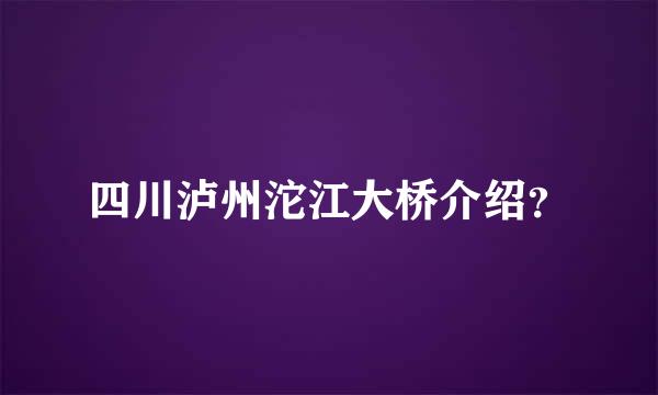 四川泸州沱江大桥介绍？