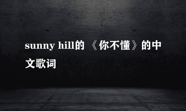 sunny hill的 《你不懂》的中文歌词