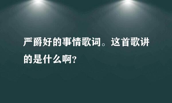 严爵好的事情歌词。这首歌讲的是什么啊？