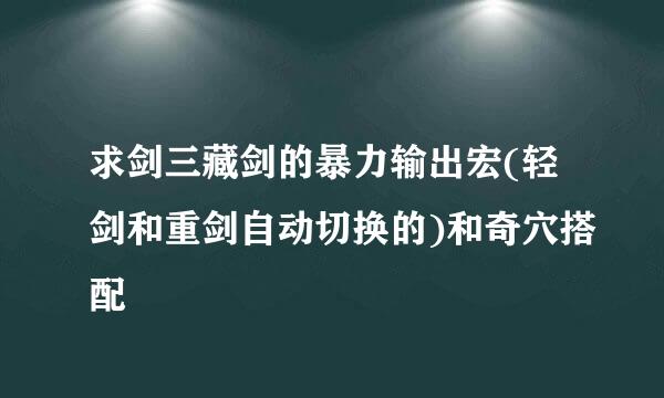 求剑三藏剑的暴力输出宏(轻剑和重剑自动切换的)和奇穴搭配