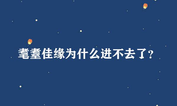 耄耋佳缘为什么进不去了？