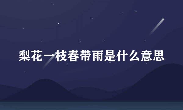 梨花一枝春带雨是什么意思