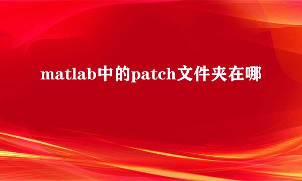 matlab中的patch文件夹在哪