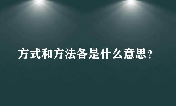 方式和方法各是什么意思？