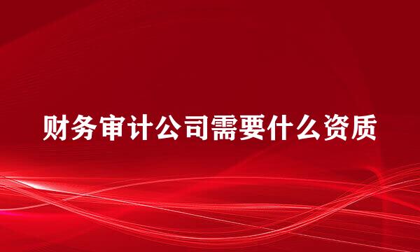 财务审计公司需要什么资质