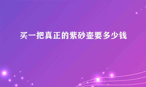 买一把真正的紫砂壶要多少钱