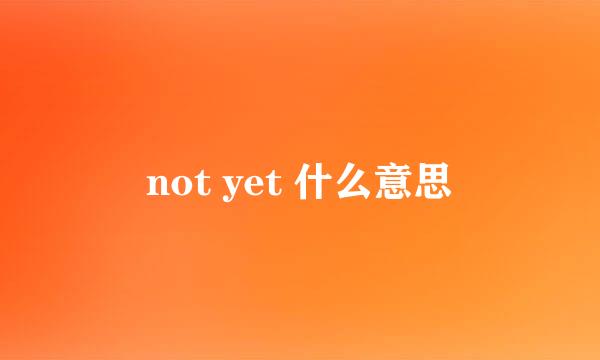 not yet 什么意思