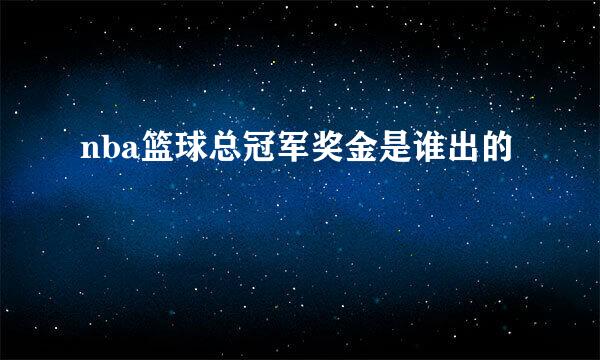 nba篮球总冠军奖金是谁出的