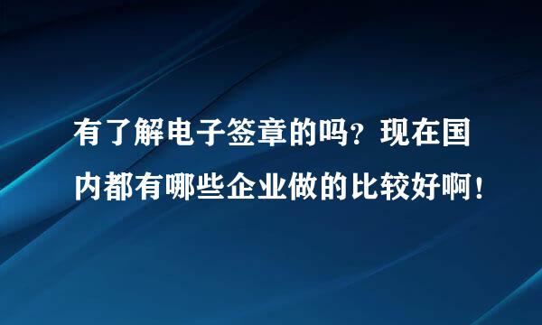 有了解电子签章的吗？现在国内都有哪些企业做的比较好啊！