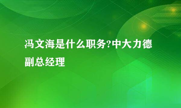 冯文海是什么职务?中大力德副总经理