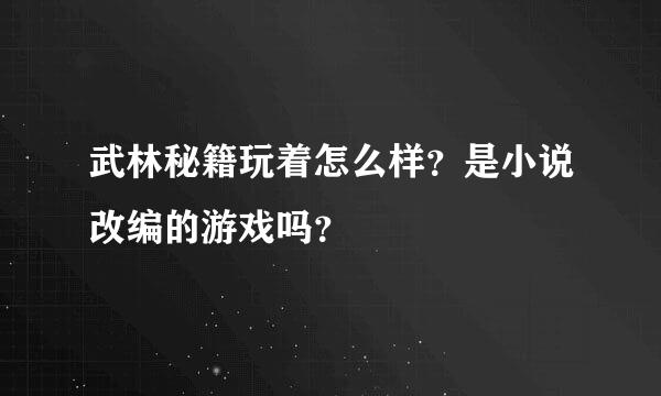 武林秘籍玩着怎么样？是小说改编的游戏吗？