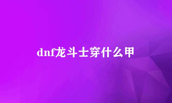 dnf龙斗士穿什么甲